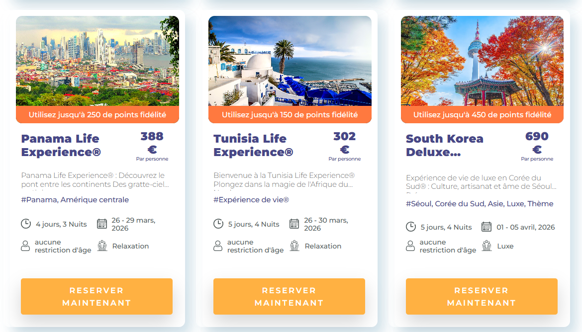 Life Experiences® — expériences de voyage premium